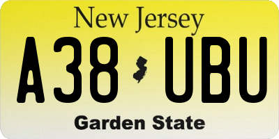 NJ license plate A38UBU