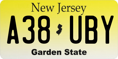 NJ license plate A38UBY
