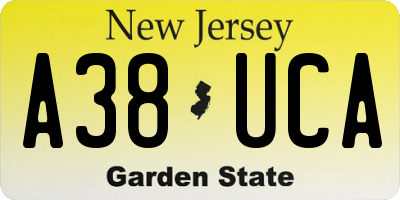 NJ license plate A38UCA
