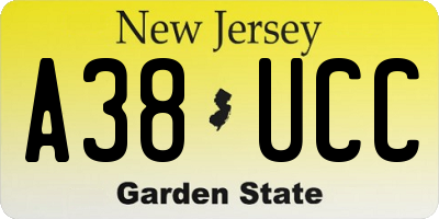 NJ license plate A38UCC