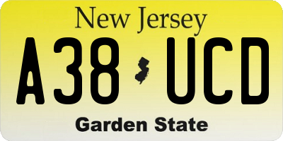 NJ license plate A38UCD