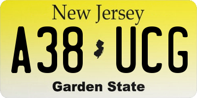 NJ license plate A38UCG