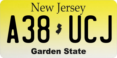 NJ license plate A38UCJ