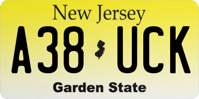 NJ license plate A38UCK