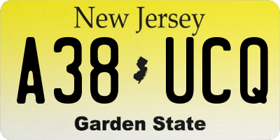 NJ license plate A38UCQ
