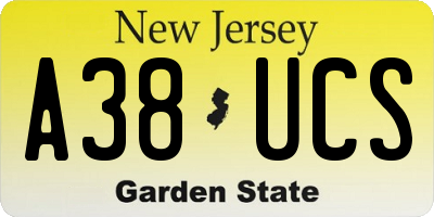 NJ license plate A38UCS