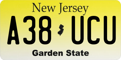 NJ license plate A38UCU