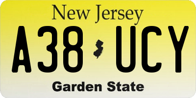 NJ license plate A38UCY