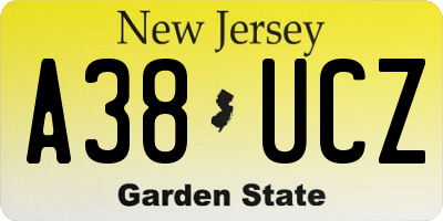 NJ license plate A38UCZ