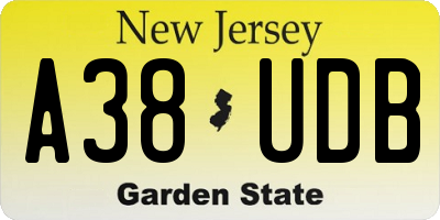 NJ license plate A38UDB