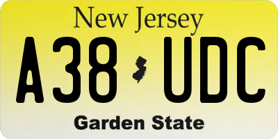 NJ license plate A38UDC