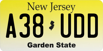 NJ license plate A38UDD