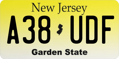NJ license plate A38UDF