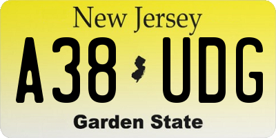 NJ license plate A38UDG