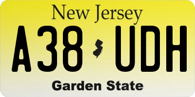 NJ license plate A38UDH