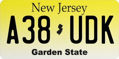 NJ license plate A38UDK