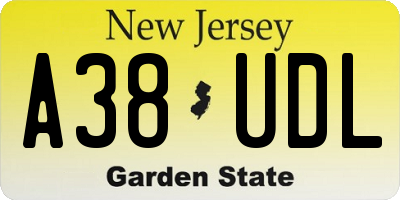 NJ license plate A38UDL