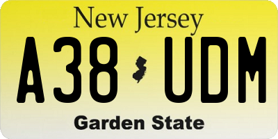 NJ license plate A38UDM