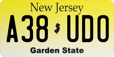 NJ license plate A38UDO