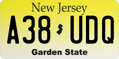 NJ license plate A38UDQ