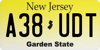 NJ license plate A38UDT