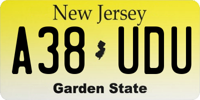 NJ license plate A38UDU