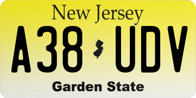 NJ license plate A38UDV