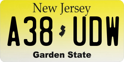 NJ license plate A38UDW