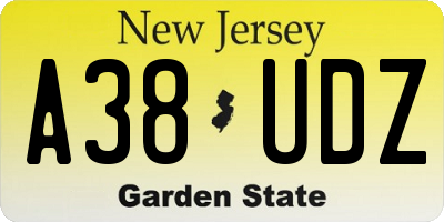 NJ license plate A38UDZ