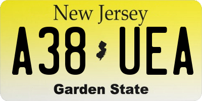 NJ license plate A38UEA