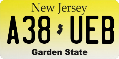 NJ license plate A38UEB