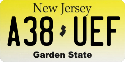 NJ license plate A38UEF