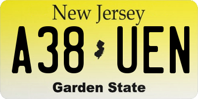 NJ license plate A38UEN