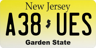 NJ license plate A38UES