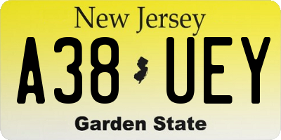 NJ license plate A38UEY