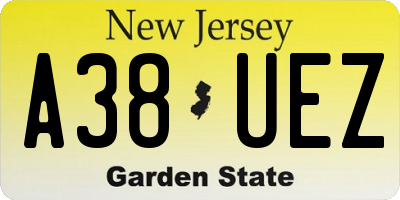 NJ license plate A38UEZ