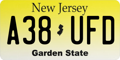NJ license plate A38UFD