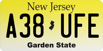 NJ license plate A38UFE