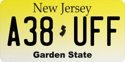 NJ license plate A38UFF