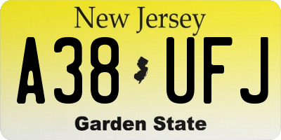 NJ license plate A38UFJ
