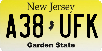 NJ license plate A38UFK