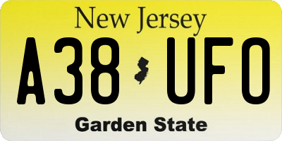NJ license plate A38UFO