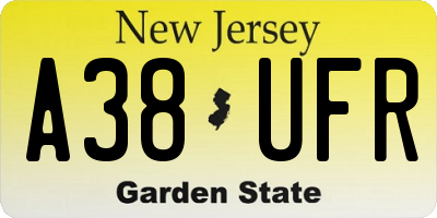 NJ license plate A38UFR
