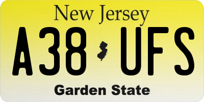 NJ license plate A38UFS