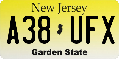 NJ license plate A38UFX