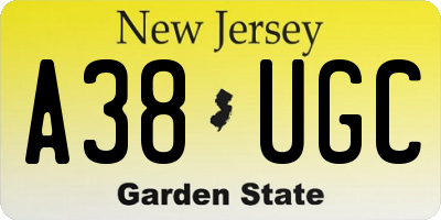 NJ license plate A38UGC
