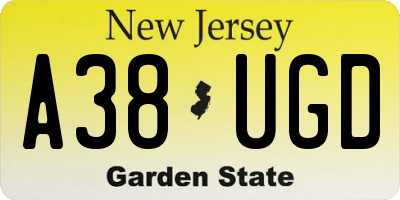 NJ license plate A38UGD
