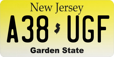 NJ license plate A38UGF