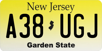 NJ license plate A38UGJ