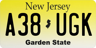 NJ license plate A38UGK